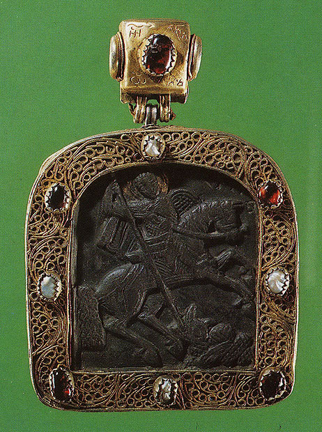  Нагрудная иконка. XIV в. Георгий Победоносец