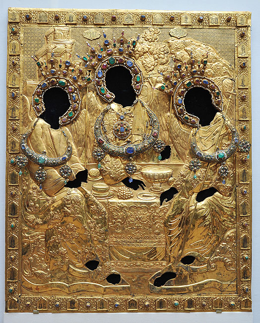 Оклад на икону "Троица" письма Андрея Рублева. XVI-  XVIII вв.
