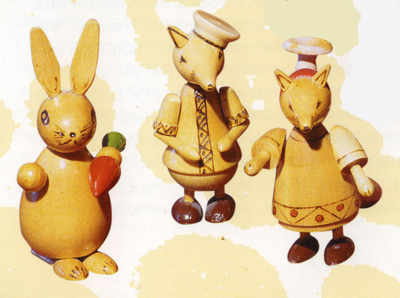 Игрушки «Заяц с морковкой», «Лисята». 1960-1980-е гг.