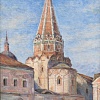 Мария Ломакина. Зосимовская церковь XVII в.<br> 1945 г. Холст, масло