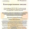 Благодарность «Семейный центр имени. А.И. Мещерякова»