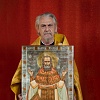 Протоиерей Владимир Вигилянский Настоятель храма мц. Татианы при МГУ с иконой своего святого предка - праведного Алексия Бортсурманского.
